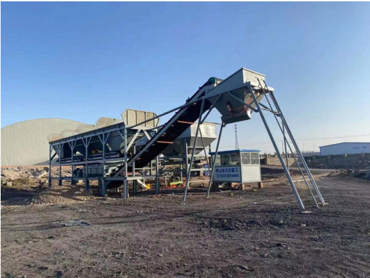 Mobil stabilisierte Bodenmischstation mit horizontalen Zementsilos